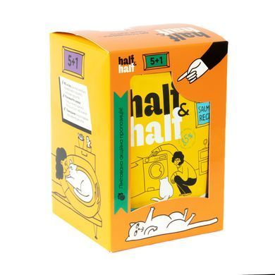 Вологий корм для котів Набір вологих кормів Half&Half "5+1" для дорослих котів, шматочки з лосось у желе, паучі, 6 шт*100 г