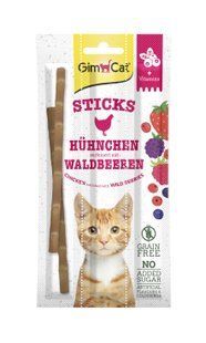 Ласощі GimCat М&rsquo;ясні палички для котів, курка та лісові ягоди, 3 шт по 5 г