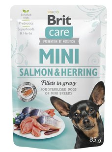 Brit Care Dog Mini Sterilised Salmon & Herring Fillets In Gravy pouch 85г арт.100219/4449