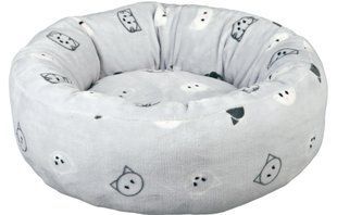 Лежак Trixie Mimi для котів, наповнювач із фліса/плюш, з мордочками, 50 см (сірий)