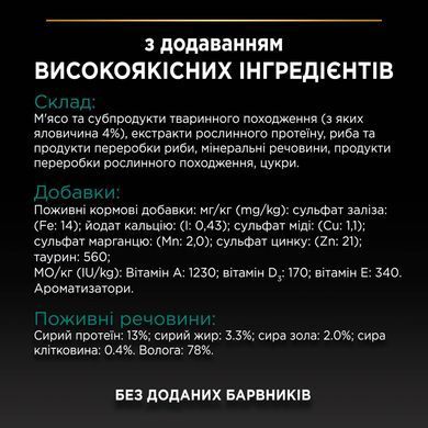 Вологий корм PRO PLAN Sterilised для дорослих стерилізованих котів, шматочки у підливці, з яловичиною, з куркою, 10x85 г