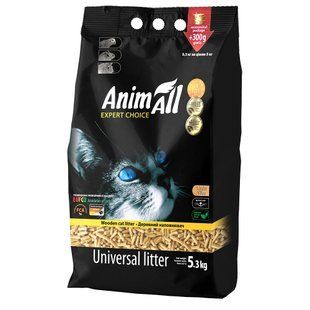Наповнювач для туалету Деревний наповнювач AnimAll АнімАлл без аромату, для кішок, 5 кг + 300 г в подарунок (111290)
