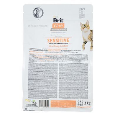 Сухий корм Brit Care Cat GF Sensitive HDigestion & Delicate Taste для котів з чутливим травленням, індичка та лосось, 2 кг