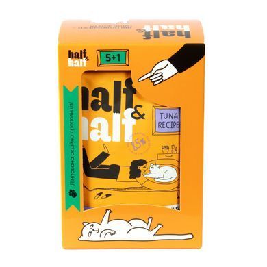Вологий корм для котів Набір вологих кормів Half&Half "5+1" для стерилізованих котів, шматочки з тунцем у соусі, паучі, 6 шт*100 г
