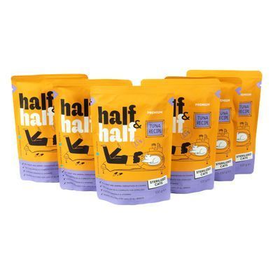 Вологий корм для котів Набір вологих кормів Half&Half "5+1" для стерилізованих котів, шматочки з тунцем у соусі, паучі, 6 шт*100 г