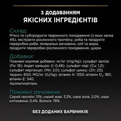 Вологий корм PRO PLAN Sterilised для дорослих стерилізованих котів, шматочки у підливці, з качкою, 85 г