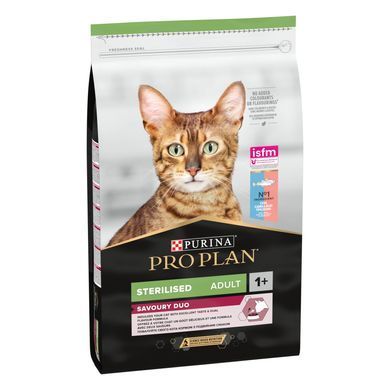 Сухий корм PRO PLAN Sterilised Adult 1+ Savoury Duo для дорослих стерилізованих котів, з тріскою та фореллю, 10 кг