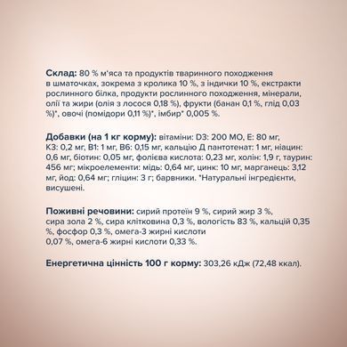Вологий корм для котів Club 4 Paws Преміум Cелекшн Шматочками з кролик та Індичкою в соусі 80 г