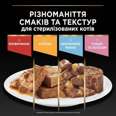 Вологий корм PRO PLAN Sterilised для дорослих стерилізованих котів, шматочки в желе, з індичкою, 10х85 г