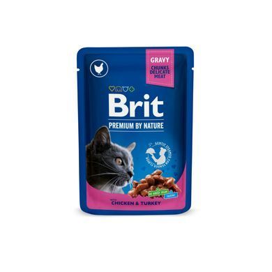 Вологий корм для котів Набір вологих кормів Brit Premium Cat Pouch &laquo;Сімейна тарілка&raquo; для котів, асорті із 4 смаків, 12 шт х 100 г