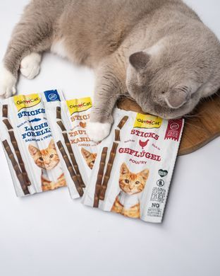 Ласощі GimCat для котів, палички з лосось та фореллю, 4 шт по 5 г