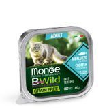 Вологий корм для котів Monge Cat Bwild Grain Free Wet Adult тріска з овочами 100 г