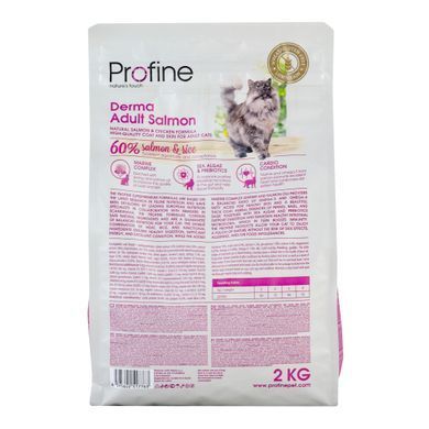 Сухий корм Profine Derma для дорослих довгошерстих котів, з лосось та рисом, 2 кг
