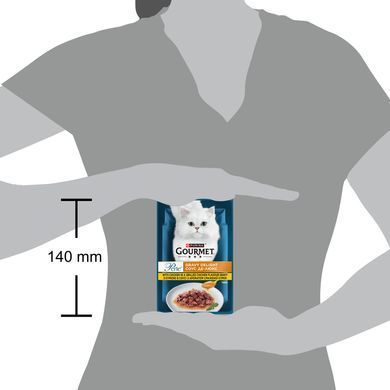 Вологий корм GOURMET Perle "Соус Де-Люкс" для дорослих котів, міні філе у соусі, з куркою, 85 г