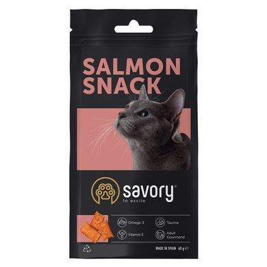 Ласощі для котів Хрумкі ласощі Savory Snack Подушечки для вибагливих котів, з лосось, 60 г