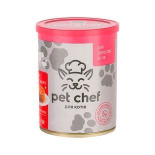 Вологий корм для дорослих котів м'ясний паштет Pet Chef асорті індик курка яловичина 360 г