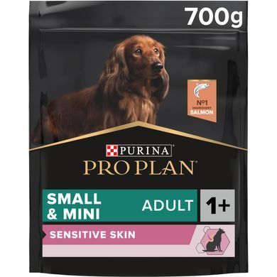 Сухий корм PRO PLAN Small&Mini Adult 1+ Sensitive Skin для дорослих собак дрібних порід, з чутливою шкірою, з лосось, 700 г