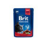 Вологий корм Brit Premium Cat Pouch для котів, з тушкованою яловичиною та горошком, 100 г