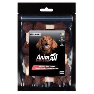 Ласощі для собак AnimAll PLATINUM ласощі для собак гантельки з яловичиною 100 г