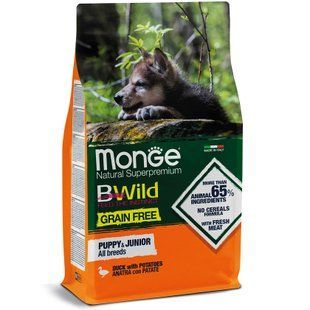 Сухий корм для собак Monge Dog Bwild Grain Free Puppy & Junior качка 2,5 кг