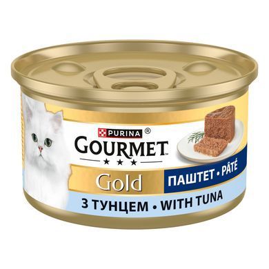 Вологий корм GOURMET Gold для дорослих котів, паштет, з тунцем, 85 г