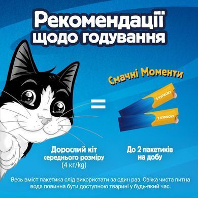 Вологий додатковий корм FELIX Смачні моменти для дорослих котів, з куркою, 4х10 г