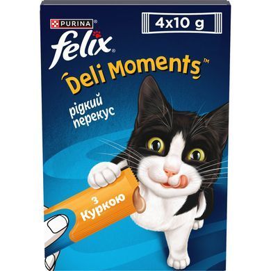 Вологий додатковий корм FELIX Смачні моменти для дорослих котів, з куркою, 4х10 г