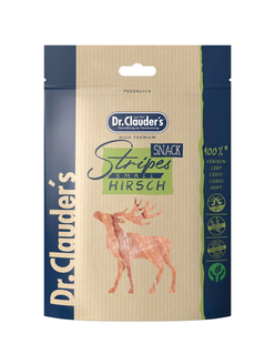Ласощі для собак Dr.Clauder's Заохочувальні тренувальні ласощі Dr.Clauder&acute;s Stripes Snack Hirsch, 80 г, Органічні стріпси Оленина для собак та котів