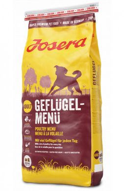 Сухий беззерновий корм для дорослих собак основний раціон Josera Geflugel-Menu курка рис 15 кг
