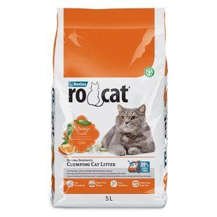 Наповнювач для туалету Бентонітовий наповнювач RoCat Orange Scented для котячого туалету, з ароматом апельсина, 5 л (4.3 кг)