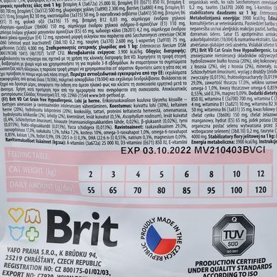 Сухий корм Brit GF VetDiet Cat Hypoallergenic для котів, з харчовою алергією та непереносимістю, з лосось та горохом, 400 г