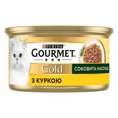 Вологий корм GOURMET Gold "Соковита насолода" для дорослих котів, з куркою, 85 г