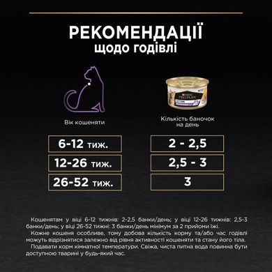 Вологий корм PRO PLAN Kitten Healthy Start для кошенят, мус, з куркою, 85 г