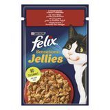 Вологий корм FELIX Sensations Jellies для дорослих котів, шматочки в желе, з яловичиною та томатами, 85 г