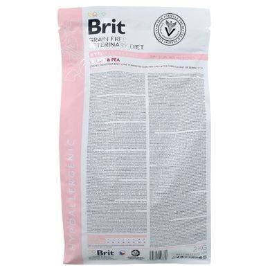 Сухий корм Brit GF VetDiet Cat Hypoallergenic для котів, з харчовою алергією та непереносимістю, з лосось та горохом, 2 кг
