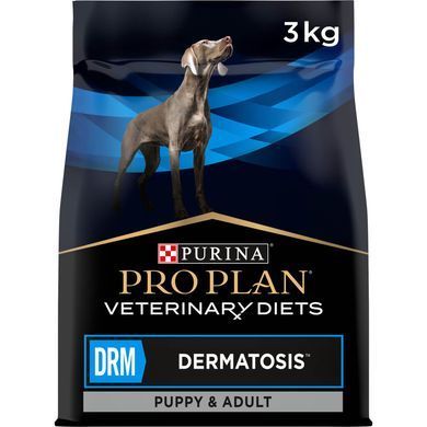 Лікувальні дієти для собак Сухий дієтичний корм PRO PLAN VETERINARY DIETS DRM Dermatosis для цуценят та дорослих собак для підтримання функції шкіри при дерматозах та надмірному випадінні шерсті, 3 кг