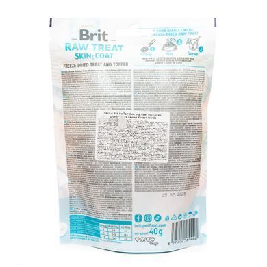 Ласощі Brit Care для собак Brit Raw Treat freeze-dried Skin and Coat для шкіри та шерсті, риба і курка, 40 г