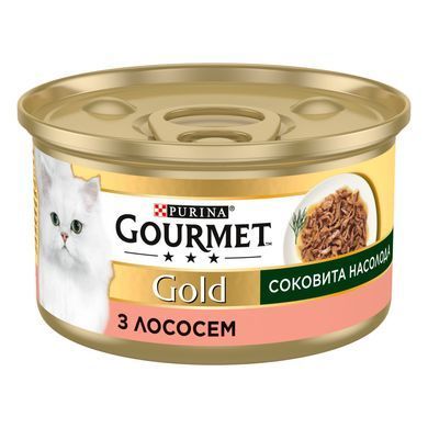 Вологий корм GOURMET Gold "Соковита насолода" для дорослих котів, з лосось, 85 г