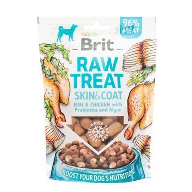 Ласощі Brit Care для собак Brit Raw Treat freeze-dried Skin and Coat для шкіри та шерсті, риба і курка, 40 г