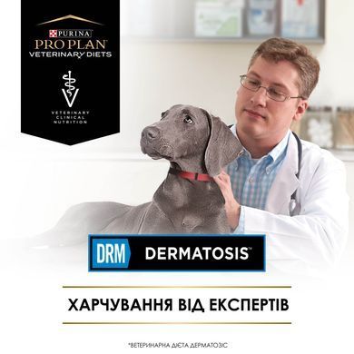 Лікувальні дієти для собак Сухий дієтичний корм PRO PLAN VETERINARY DIETS DRM Dermatosis для цуценят та дорослих собак для підтримання функції шкіри при дерматозах та надмірному випадінні шерсті, 3 кг