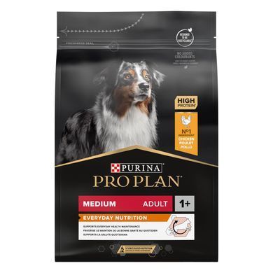 Сухий корм PRO PLAN Medium Adult 1+ Everyday Nutrion для дорослих собак середніх порід, з куркою, 3 кг