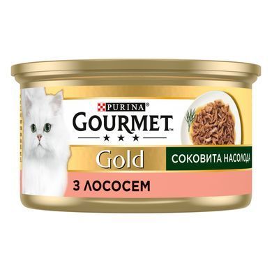 Вологий корм GOURMET Gold "Соковита насолода" для дорослих котів, з лосось, 85 г