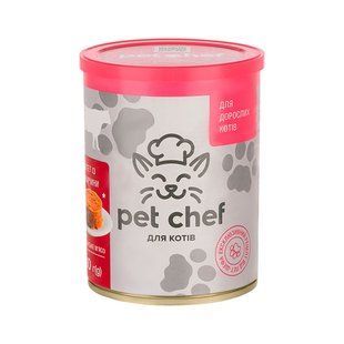 Вологий корм Pet Chef м'ясний паштет з яловичиною для дорослих котів 360 г