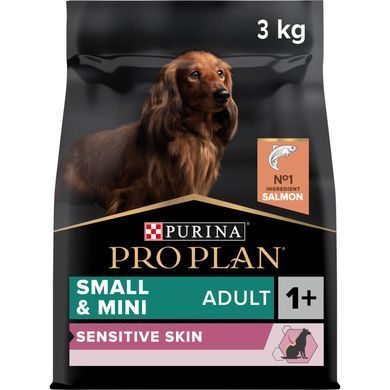 Сухий корм PRO PLAN Small&Mini Adult 1+ Sensitive Skin для дорослих собак дрібних порід, з чутливою шкірою, з лосось, 3 кг
