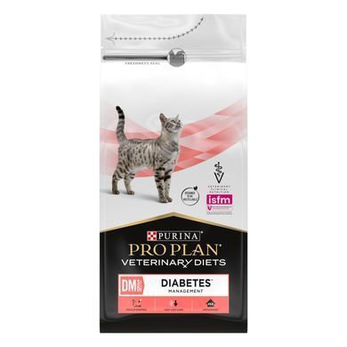 Лікувальні дієти для котів Сухий дієтичний корм PRO PLAN VETERINARY DIETS DM ST/OX Diabetes Managment для дорослих котів для регулювання надходження глюкози (цукровий діабет), 1,5 кг