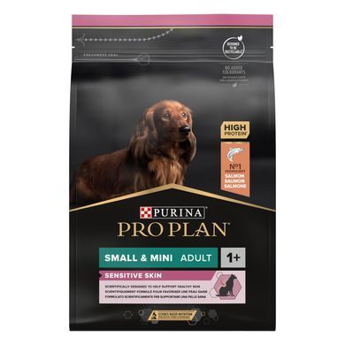 Сухий корм PRO PLAN Small&Mini Adult 1+ Sensitive Skin для дорослих собак дрібних порід, з чутливою шкірою, з лосось, 3 кг