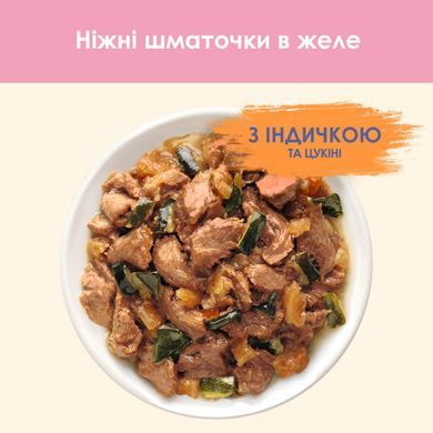 Вологий корм CAT CHOW Kitten для кошенят, шматочки в желе, з індичкою та цукіні, 85 г